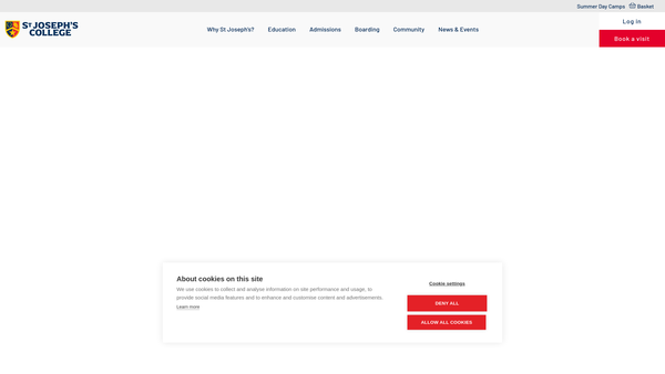 Screenshot of the St Joseph's College Limited website