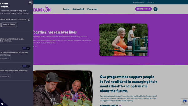 Screenshot of the Heads On website