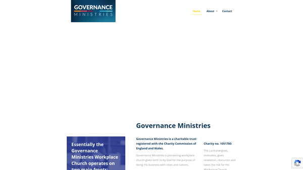 Screenshot of the Governance Ministries website