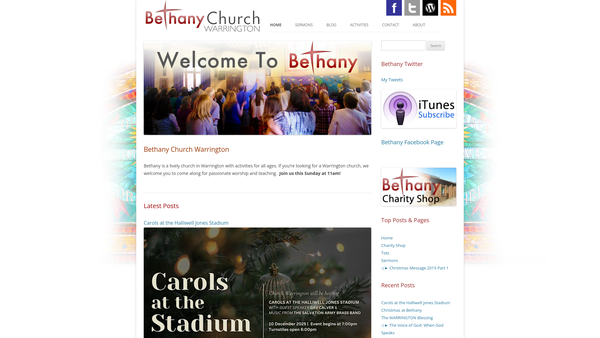 Screenshot of the Bethany Pentecostal Church website