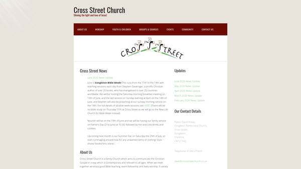 Screenshot of the Congleton Pentecostal Church website