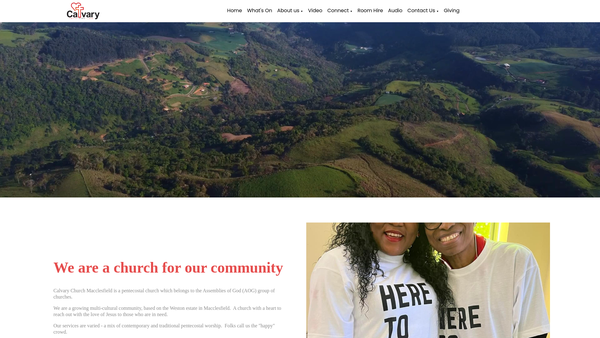 Screenshot of the Calvary Church website