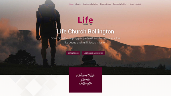 Screenshot of the Bollington Christian Life Church website