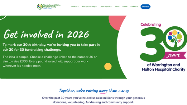 Screenshot of the Warrington and Halton Teaching Hospitals NHS Foundation Trust website