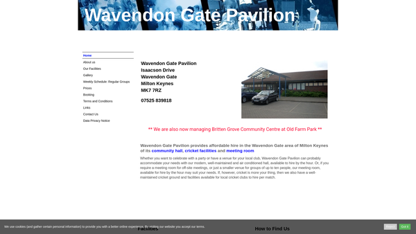 Screenshot of the Walton Community Facilities website