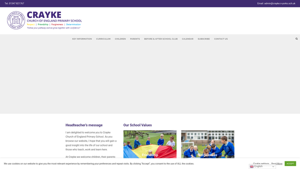 Screenshot of the Crayke C E School Fund website
