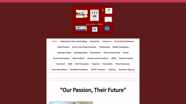 Screenshot of the Kings Stanley Playgroup website
