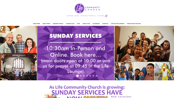 Screenshot of the Life Community Church (Warwickshire) website