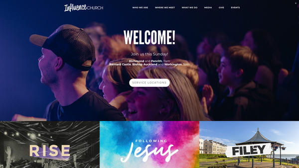 Screenshot of the Influence Church website