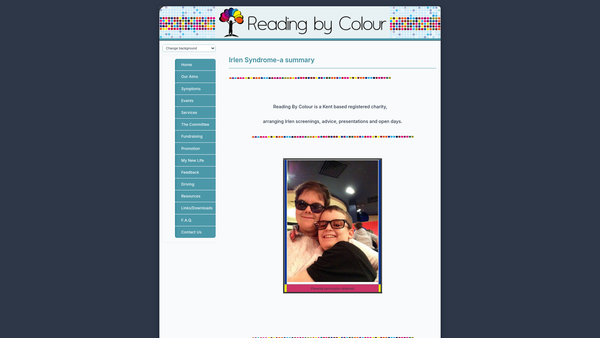 Screenshot of the Reading By Colour website