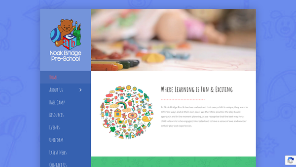 Screenshot of the Noakbridge Pre-School website