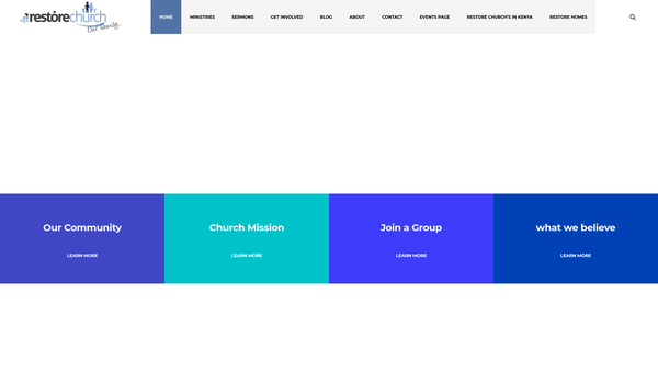 Screenshot of the Restore Church Boston website