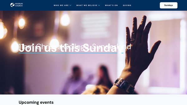 Screenshot of the Riverlife Church Sunderland website