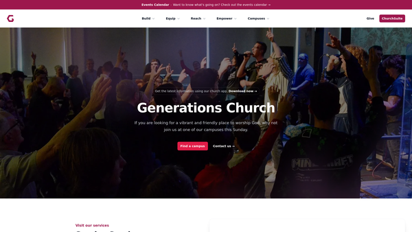 Screenshot of the Generations Church website