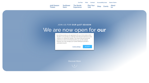 Screenshot of the Cheltenham Lido Limited website