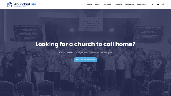Screenshot of the Abundant Life Christian Centre website