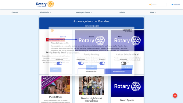 Screenshot of the Rotary Club Of Tiverton Foundation Trust Fund website