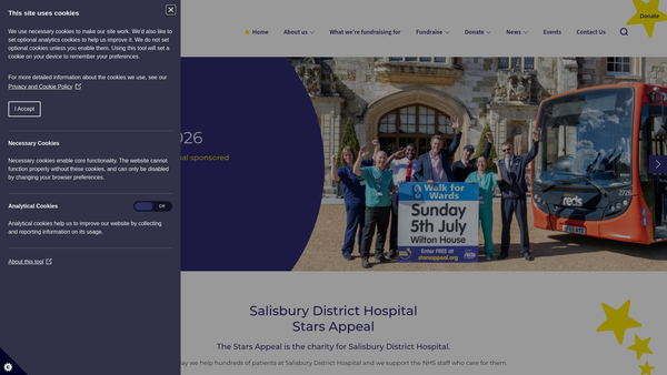 Screenshot of the Salisbury District Hospital Charitable Fund website