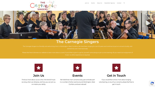 Screenshot of the Carnegie Singers website