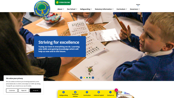 Screenshot of the Clifton Green Primary School Fund website
