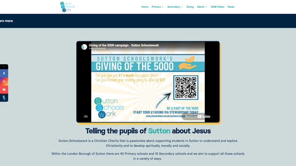 Screenshot of the Sutton Schools Christian Workers Trust website