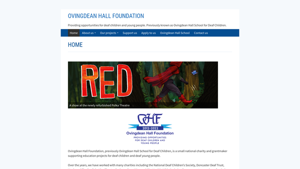 Screenshot of the Ovingdean Hall Foundation website