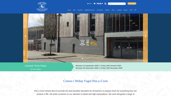 Screenshot of the Pen-Y-Cwm Parents Staff And Friends Association website