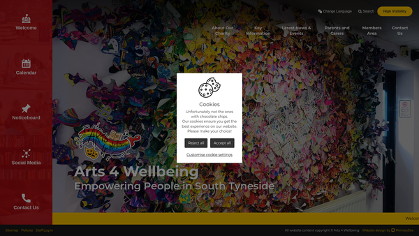 Screenshot of the Arts 4 Wellbeing website