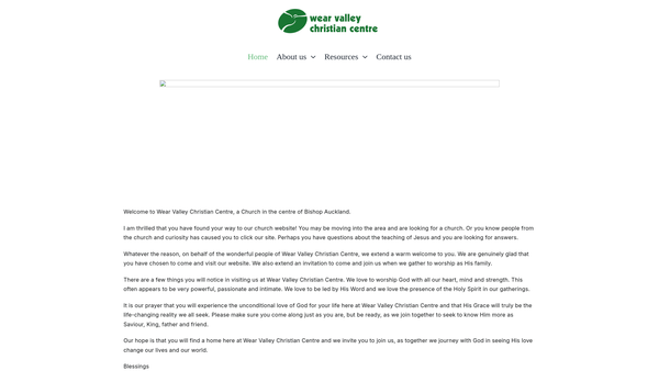 Screenshot of the Wear Valley Christian Centre website