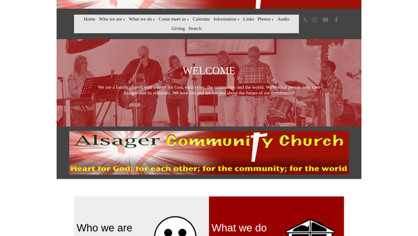 Screenshot of the Alsager Community Church website