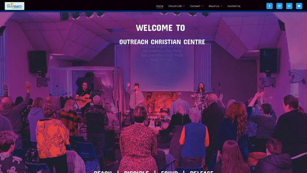 Screenshot of the Outreach Christian Centre website