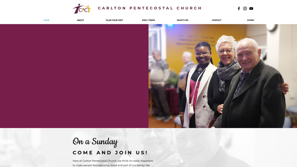 Screenshot of the Carlton Pentecostal Church website
