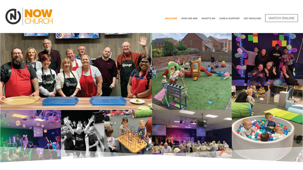 Screenshot of the Now Church website