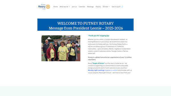 Screenshot of the Rotary Club Putney Charity Fund website