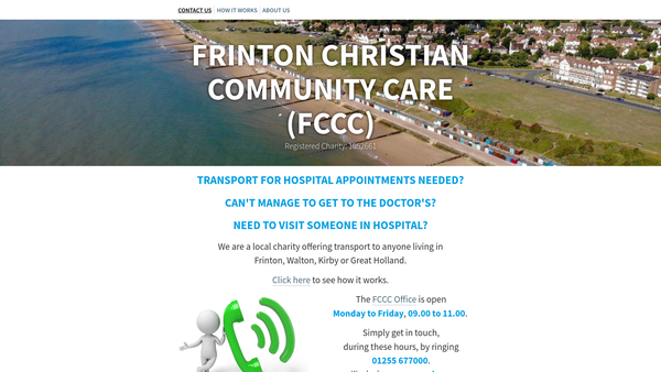 Screenshot of the Frinton Christian Community Care website