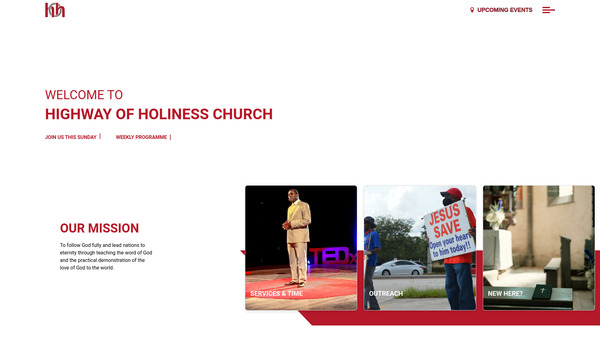 Screenshot of the Highway Of Holiness website