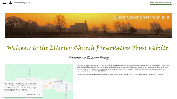 Screenshot of the Ellerton Church Preservation Trust website