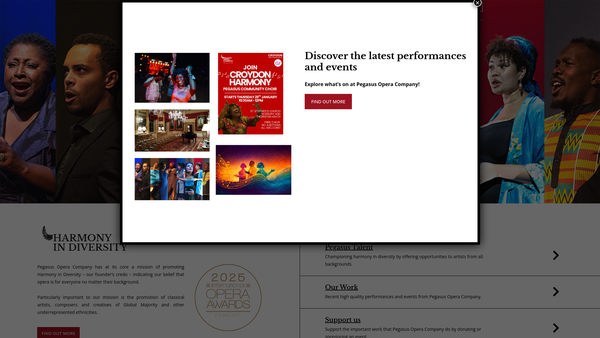 Screenshot of the Pegasus Opera Company Limited website