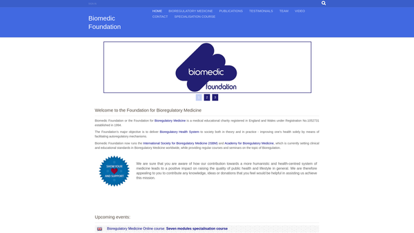 Screenshot of the Biomedic Foundation website