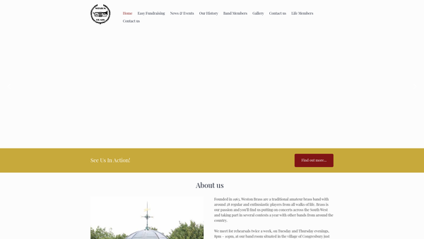 Screenshot of the Weston-Super-Mare Brass website