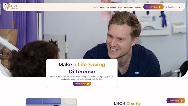 Screenshot of the The Liverpool Heart And Chest Hospital Charity website