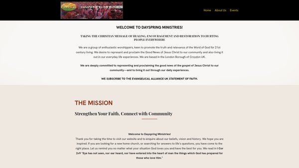 Screenshot of the Dayspring Ministries website