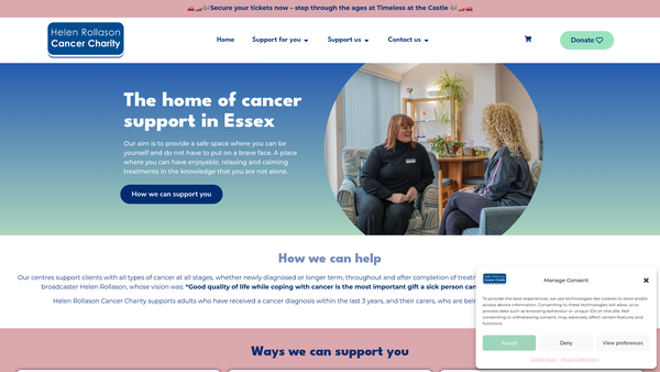 Screenshot of the Helen Rollason Heal Cancer Charity Limited website