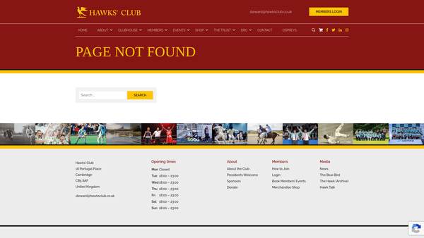 Screenshot of the The Hawks Charitable Trust website