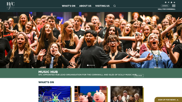 Screenshot of the The Hall For Cornwall Trust website