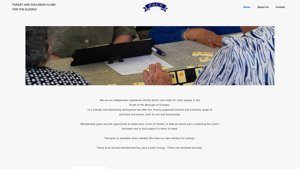 Screenshot of the Purley And Coulsdon Clubs For The Elderly website