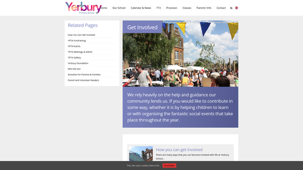 Screenshot of the Yerbury PTA website