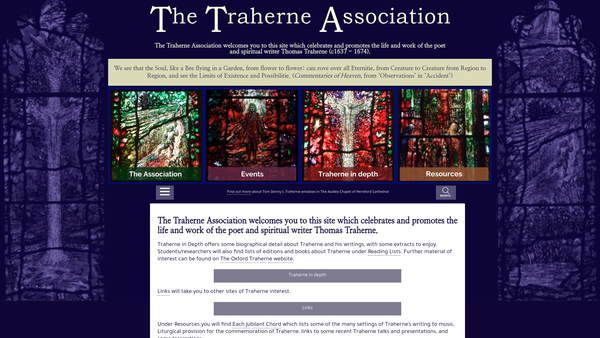 Screenshot of the The Traherne Association website