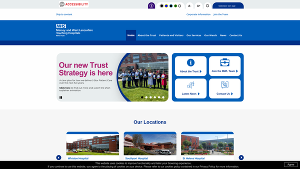 Screenshot of the MWL NHS Charity website