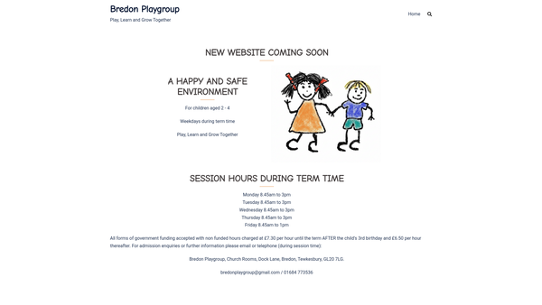 Screenshot of the Bredon Playgroup website